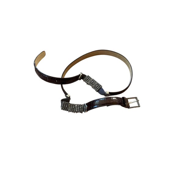 Vintage Brighton Croc Embossed Heart Belt Vintage Brighton Black Croc Embossed Leather Belt Heart  main image 4