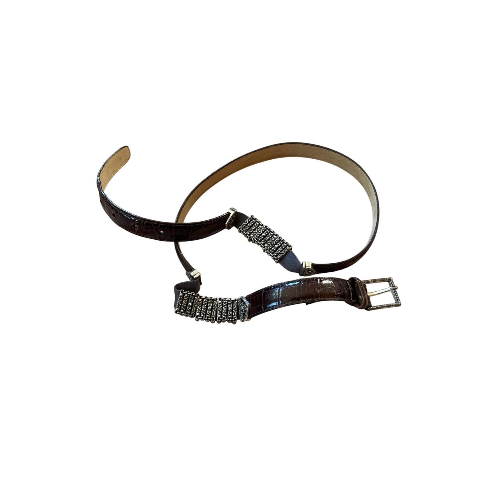 Brighton Vintage Leather Belt Heart Charm Croc Medium Large Brighton Women main image 4