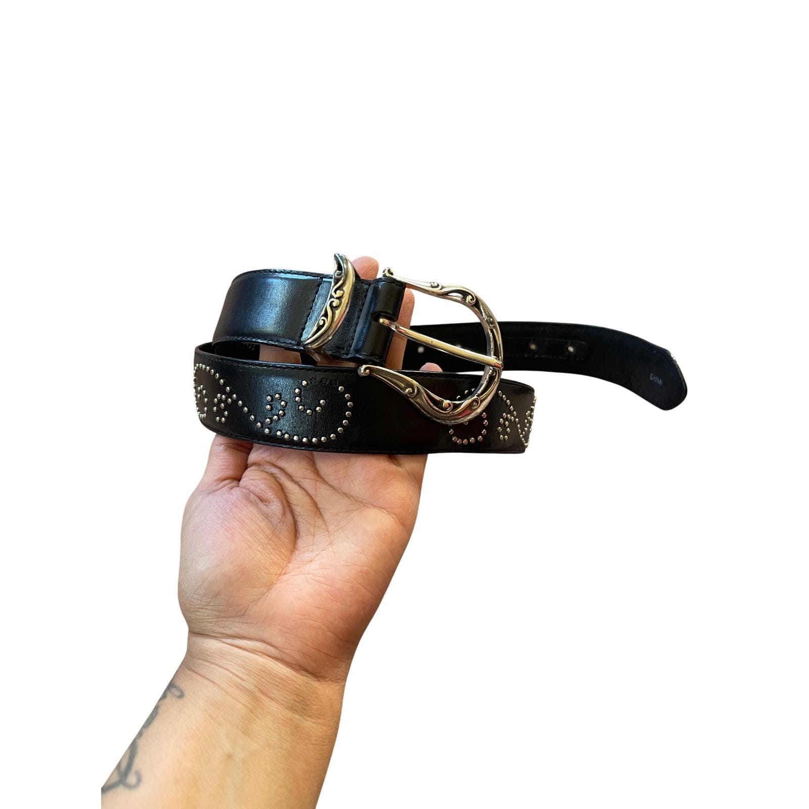 Vintage black/silver Brighton leather belt Vintage Brighton Black Brown Leather Belt | Mercari main image 2