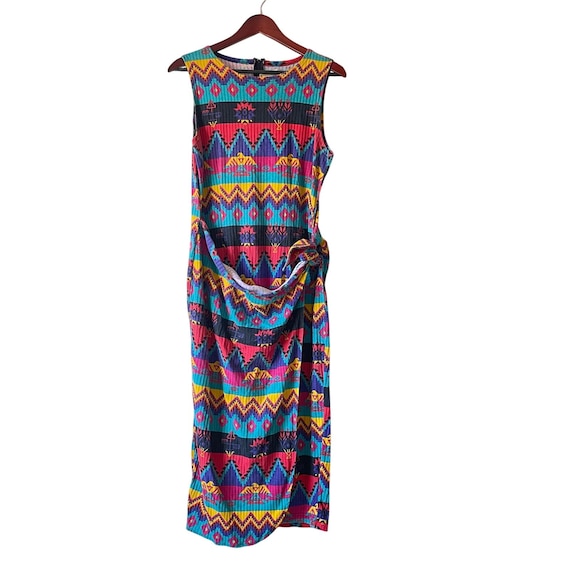 Vintage 80s tribal southwestern midi bodycon wrap dress size medium Vintage 80s tribal southwestern midi bodycon wrap dress size medium