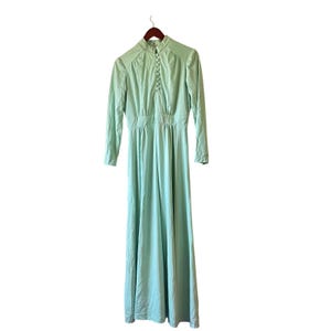 Vintage Mint Green High Neck Button Front Maxi Dress Long Sleeve Retro Formal - Etsy Vintage Mint Green High Neck Button Front Maxi Dress Long Sleeve Retro Formal - Etsy