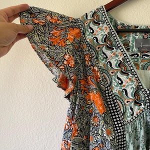 Anthropologie Astrid Tunic Dress Blue Green Side pockets size medium image 4