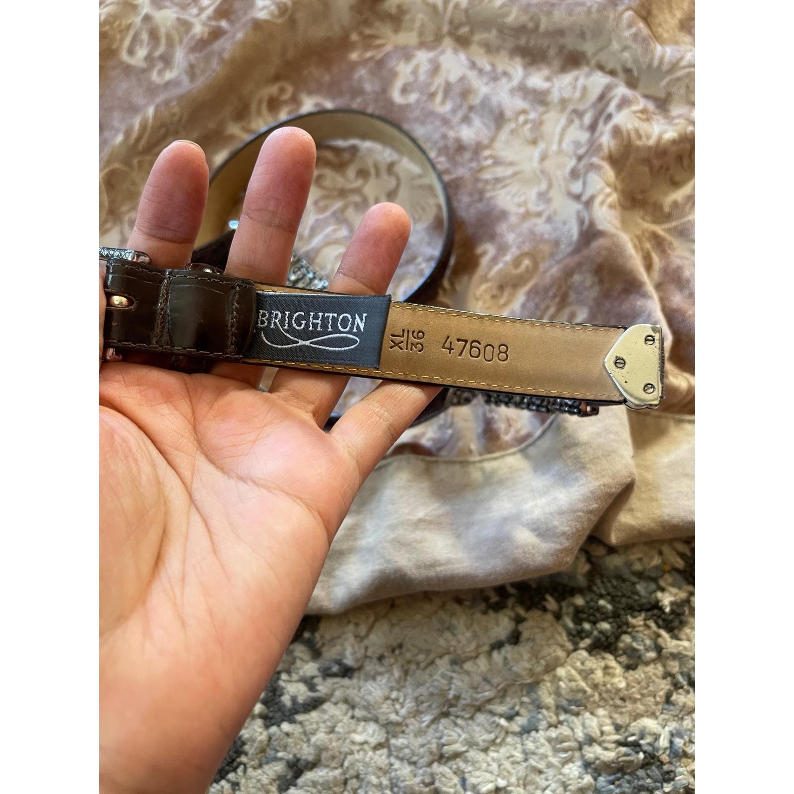 Brighton Women’s Med Brown Crocodile Leather Belt Heart ShapedTrim Silver Buckle Brighton Belt Brown Croc Embossed Leather | Mercari main image 2