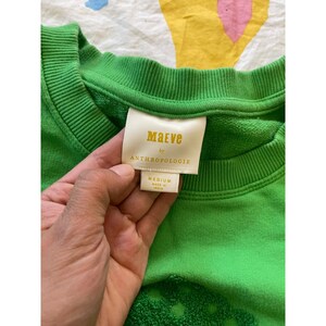 Maeve by Anthropologie Green Seahorse Puff Sleeve Sweatshirt Medium image 6