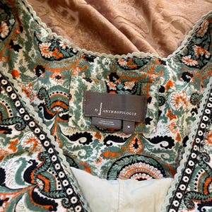 Anthropologie Astrid Tunic Dress Blue Green Side pockets size medium image 7
