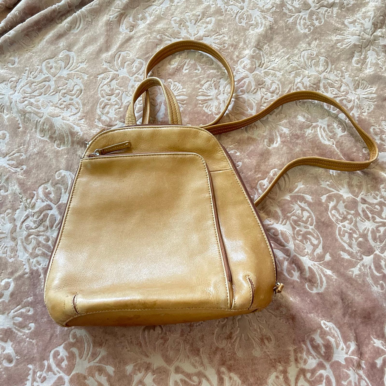 Tignanello Genuine Leather Backpack Purse Caramel Tan - Etsy display picture 1