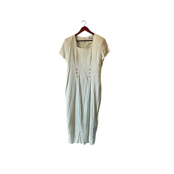 sage green gingham dress Sage Green Gingham Mini Dress main image 0