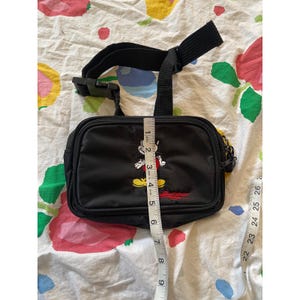 Vintage Disney World Micky Maus Schwarz Nylon Fanny Pack Gürteltasche Bestickt Bild 3