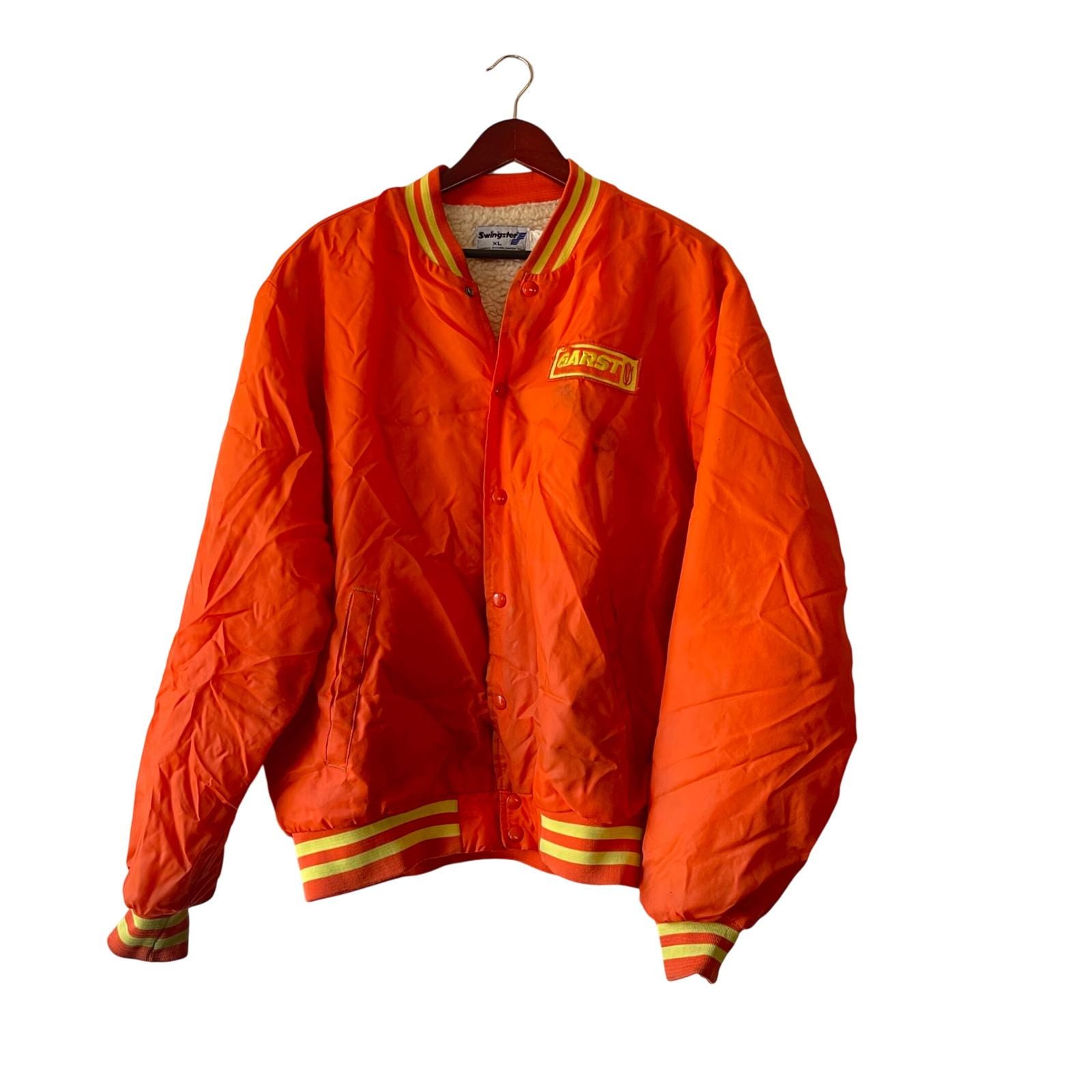 Vintage 70s/80s Swingster Orange Jacket XL Sherpa Lined Snap Front