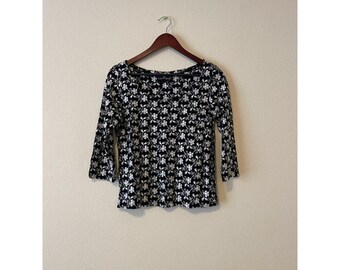 Vintage full floral embroidered blouse size medium