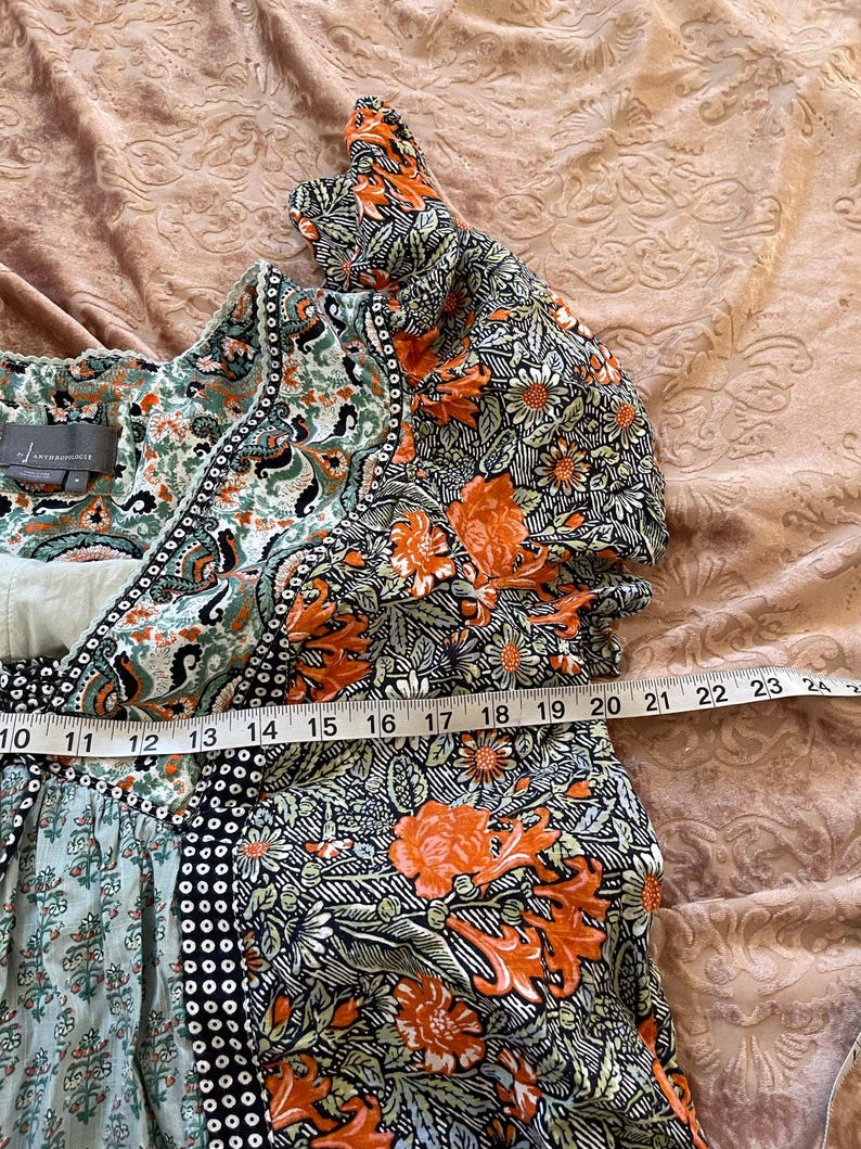 Anthropologie Astrid Tunic Dress Blue Green Side pockets size medium image 6