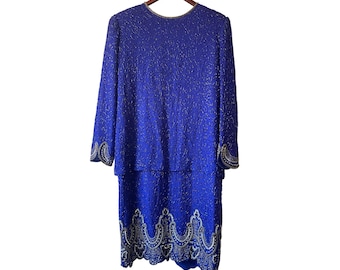 Vintage PLUS SIZE Jewel Toned Royal Blue Velvet Bodycon Rhinestone Dress //  John Philips Cocktail Dress - Etsy