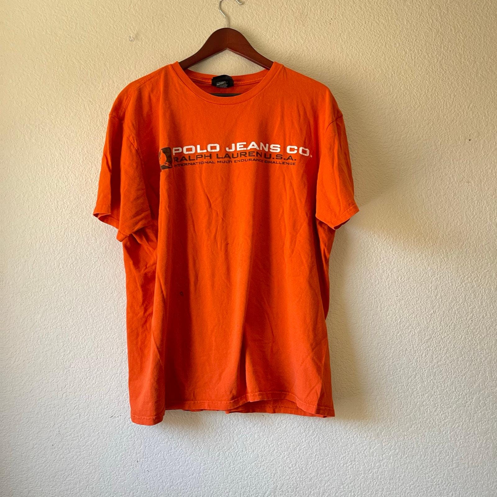 Y2k Polo Ralph Lauren Orange Distressed T Shirt Size Large - Etsy