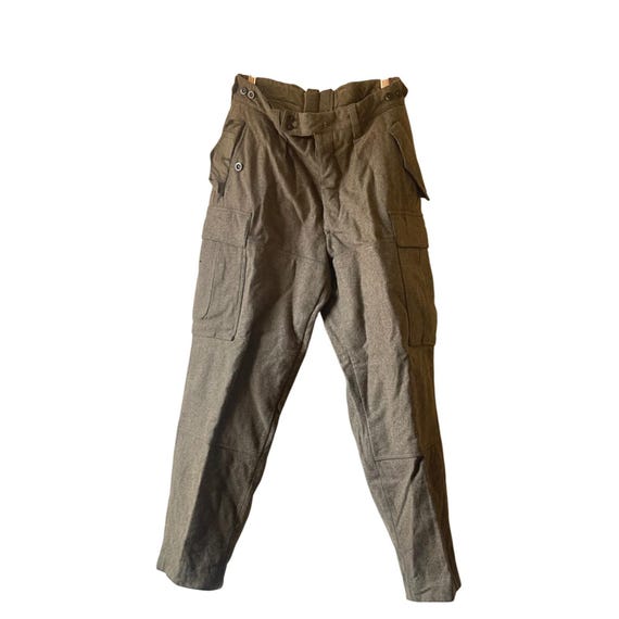 ヴィンテージ ドイツ軍 ウール 厚手 カーゴパンツ オリーブグリーン 