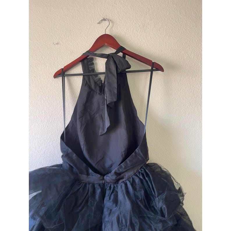 NWT Hutch Anthropologie Black Tulle Halter Mini Dress Tiered Bow Back Size 10 image 3