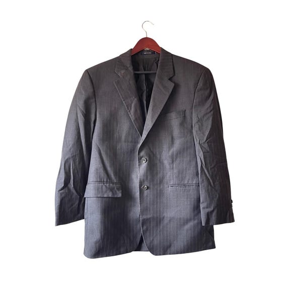 Lauren Ralph Lauren, Lauren Ralph Lauren Mens Grey Pinstripe 100% Wool Blazer Jacket