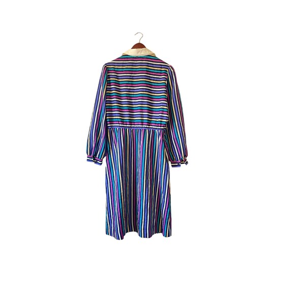 rainbow striped shirt dress Rainbow Striped Maxi Shirt Dress In MULTI-A