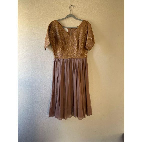 slim fit dress slacks Halter Pleated Metallic Dress in Gold, Gold / Regular / 0 main image 1