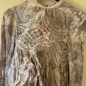 Free People Paisley Lace Crochet open Back Mini Dress/tunic Boho Festival Size S image 4