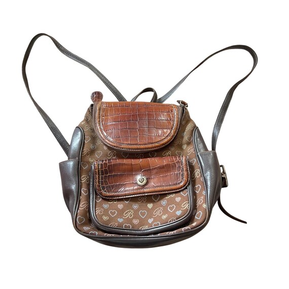 Vintage Brighton Backpack Hearts Croc Embossed Leather  display picture 1