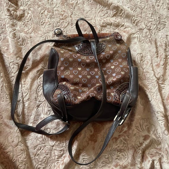 Vintage Brighton Backpack Hearts Croc Embossed Leather  display picture 3