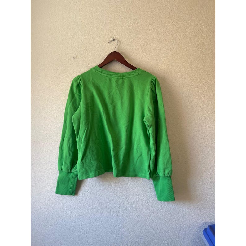 Maeve by Anthropologie Green Seahorse Puff Sleeve Sweatshirt Medium image 4