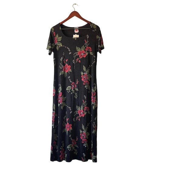 NWT Vintage Dotti Black Floral Maxi Dress Cottagecore 90s Size Medium -  Etsy Israel