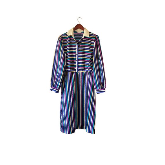 multi coloured striped shirt dress trueBrowns White Cotton Multi Stripe Shirt Dress
