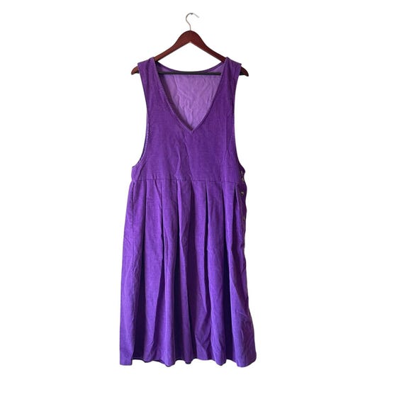 Vintage Purple Corduroy Overall Midi Dress Size Medium