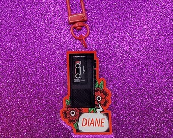 Diane Tape Recorder Acrylic Keychain, Bag Charm
