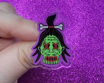 Shrunken Head Acrylic Pin