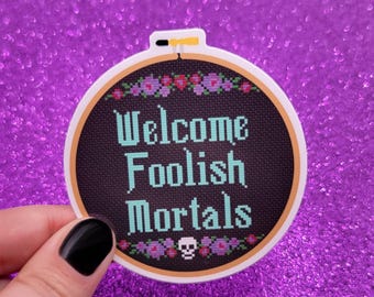 Foolish Cross Stitch Sticker Sticker 3x3