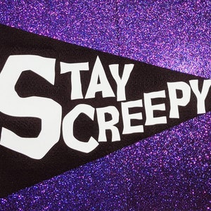 Bandiera con gagliardetto in feltro &quot;Stay Creepy Halloween&quot; 10X15