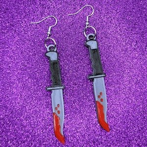 Hunting Knife Statement Earrings 3D Printed, Weird Earrings, Unique Earrings, Horror Earrings, Drop Earrings, Alternative Earrings