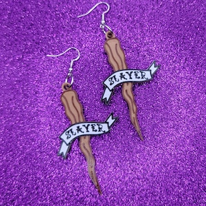 Slayer Vampire Stake Statement Earrings 3D Printed, Weird Earrings, Unique Earrings, Edgy Earrings, Drop Earrings, Alternative Earrings