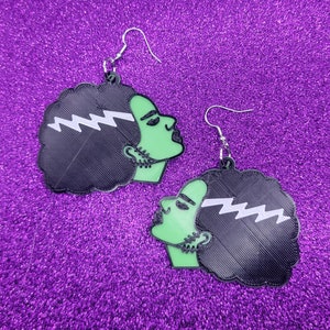 Bride Horror Statement Earrings 3D Printed, Weird Earrings, Unique Earrings, Edgy Earrings, Drop Earrings, Alternative Earrings