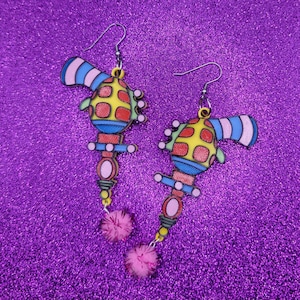 Cotton Candy Raygun Statement Earrings 3D Printed, Weird Earrings, Unique Earrings, Edgy Earrings, Horror Earrings, Alternative Earrings