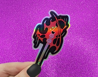 Driller Guitar Horror Movie Holographic Sticker 2.5x4