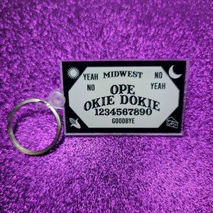 Midwest Ouija Spirit Board Acrylic Keychain B GRADE FLAWED 2.5&quot; Funny Midwestern