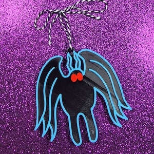 Mothman 3D Printed Cryptid Christmas Ornament, Spooky Holiday Decoration