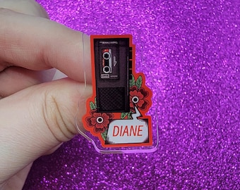 Diane Tape Recorder Acrylic Pin