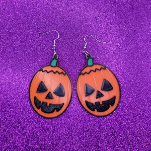 Pumpkin Mask Horror Movie Statement Earrings 3D Printed