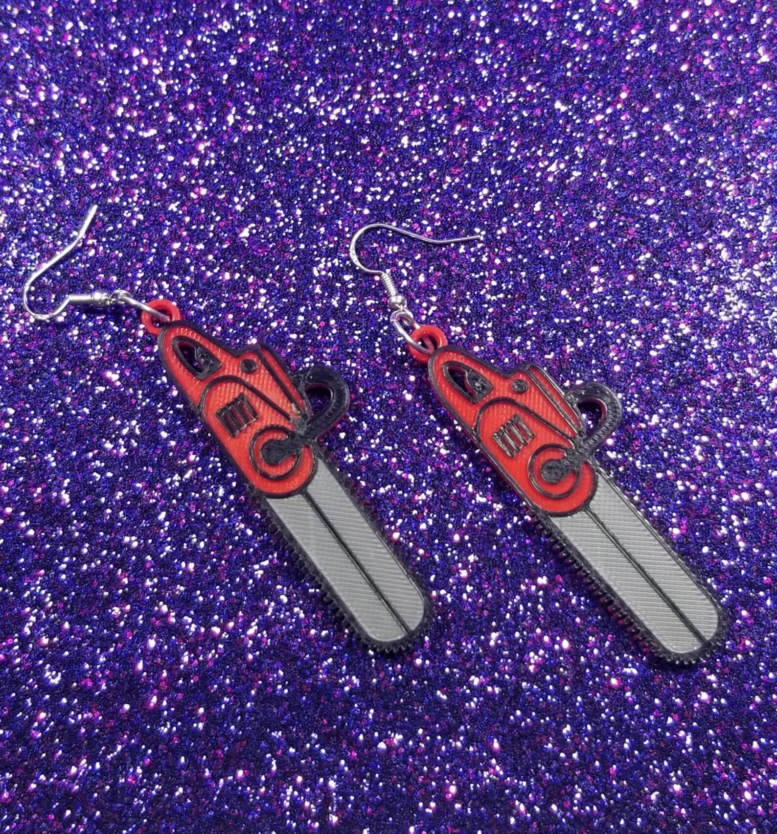 Groovy Chainsaw Statement Earrings 3D Printed Etsy