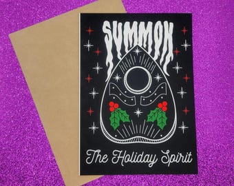 Summon The Holiday Spirits Spooky Christmas Greeting Card 5x7, Goth Christmas, Creepmas Card, Horror Holiday, Dark Christmas, Blank Card