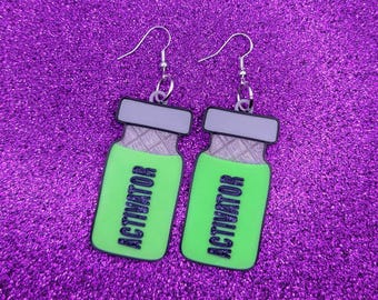 Glow In The Dark Activator Vial Statement Earrings 3D Printed, Weird Earrings, Unique Earrings, Alternative Earrings, Horror Earrings