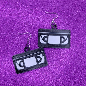 VHS Tape Statement Earrings 3D Printed, Weird Earrings, Unique Earrings, Edgy Earrings, Drop Earrings, Alternative Earrings, Horror Earrings