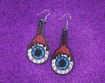 Bloody Eyeball Statement Earrings 3D Printed, Weird Earrings, Unique Earrings, Edgy Earrings, Alternative Earrings