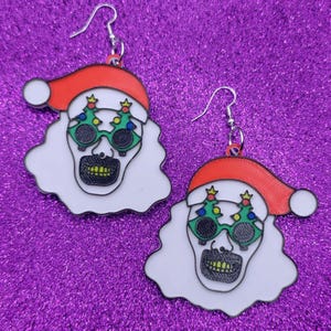Santa Horror Movie Clown Statement Earrings 3D Printed, Weird Earrings, Unique Earrings, Edgy Earrings, Alternative Earrings