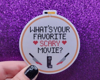 Scary Movie Cross Stitch Sticker Sticker 3x3
