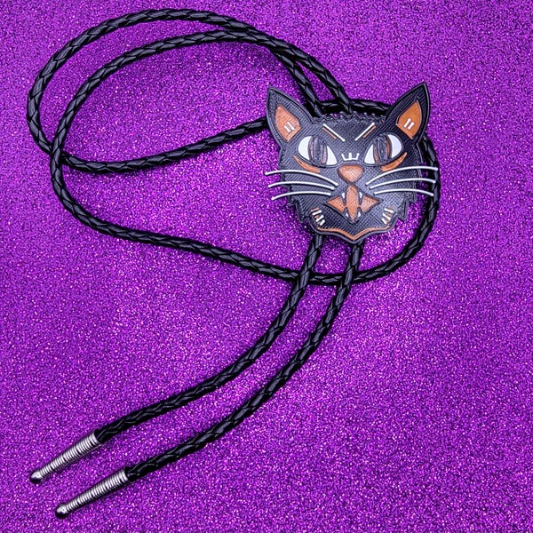 Halloween Black Cat Bolo Tie